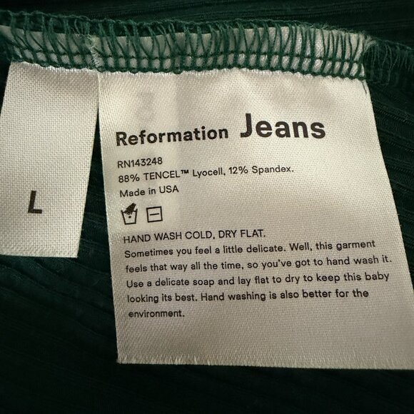 Reformation Canyon Ribbed Knit Tank Top Forest Green Sustainable Stretch L Large - Picture 5 of 7